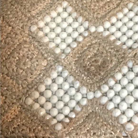 Vintage Ivory White Beaded Evening Handled Clutch Purse w Snap Closure - Picture 9 of 9